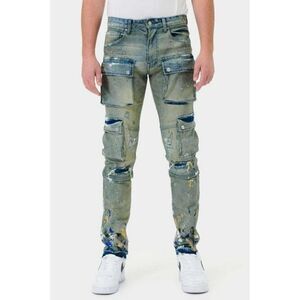NWT Limited Edition First Row Mens Multi Cargo Slim Straight Jeans Sz 40